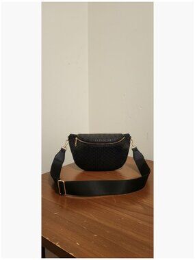 Woven Vegan Leather Crossbody Bag with Adjustable Strap